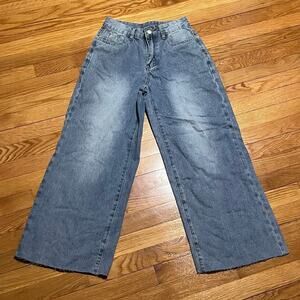 Forever 21 by Shein Raw Hem Wide Leg Jeans Size 25 NWT